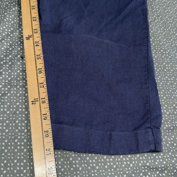 Ellen Tracy Linen Cropped Pants M Elastic Waistband - Picture 10 of 10